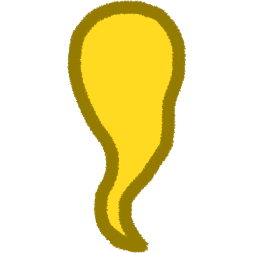 a yellow shape that is round at the top and tapers at the bottom